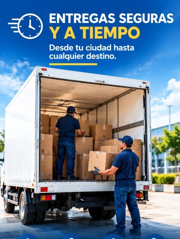 Equipo cargando un camión de reparto con paquetes